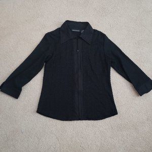 Impressions Black Collared Blouse